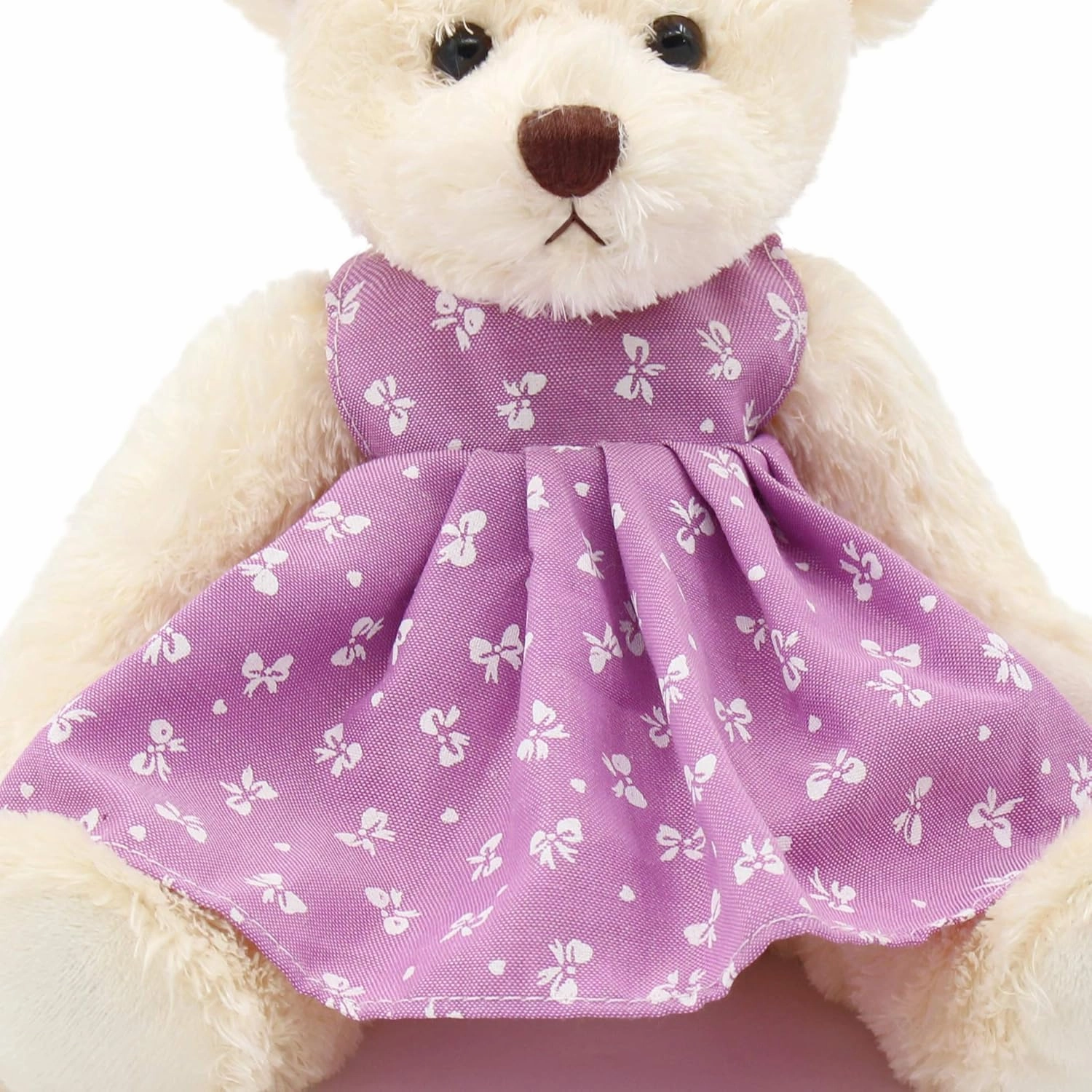 Small Baby Teddy Bear with Cloth Cute Stuffed Animal Soft Plush Toy 10" (Polka dot Purple Dress)