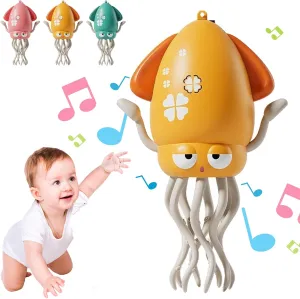 Smart Tentacle Explorer, Wiggly Wonder Octopus, Electric Auto-Avoid Octopus Toys with LED Lights & Music, Smart Obstacle Avoidance, One-Button Start, Brings Endless Giggles (Yellow)