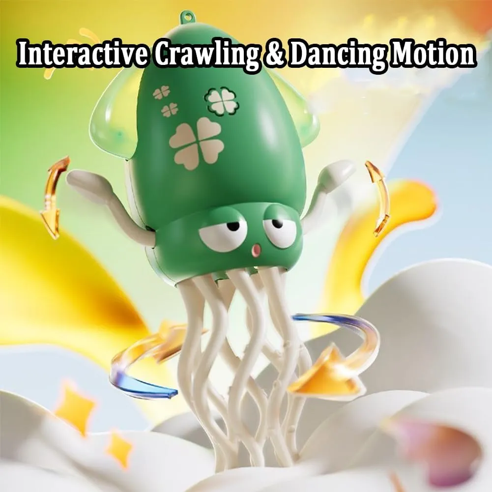 Smart Tentacle Explorer, Wiggly Wonder Octopus, Electric Auto-Avoid Octopus Toys with LED Lights & Music, Smart Obstacle Avoidance, One-Button Start, Brings Endless Giggles (Yellow)