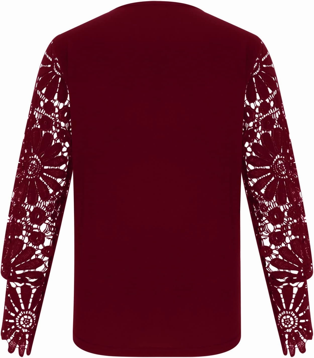 SMIDOW Elegant Lace Lantern Long Sleeve t-Shirt for Women Trendy Sexy Button v Neck Spring Tunic Tops Blouse