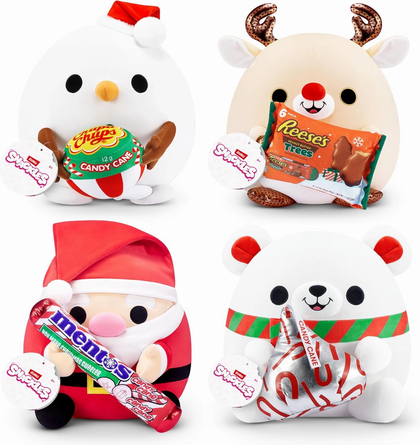 Snackles Christmas Polar Bear & Kisses 14 Inch Plush by ZURU, Ultra Soft Plush, Collectible Plush with Real Licensed Brands, Stuffed Animal, Giftable, Holiday