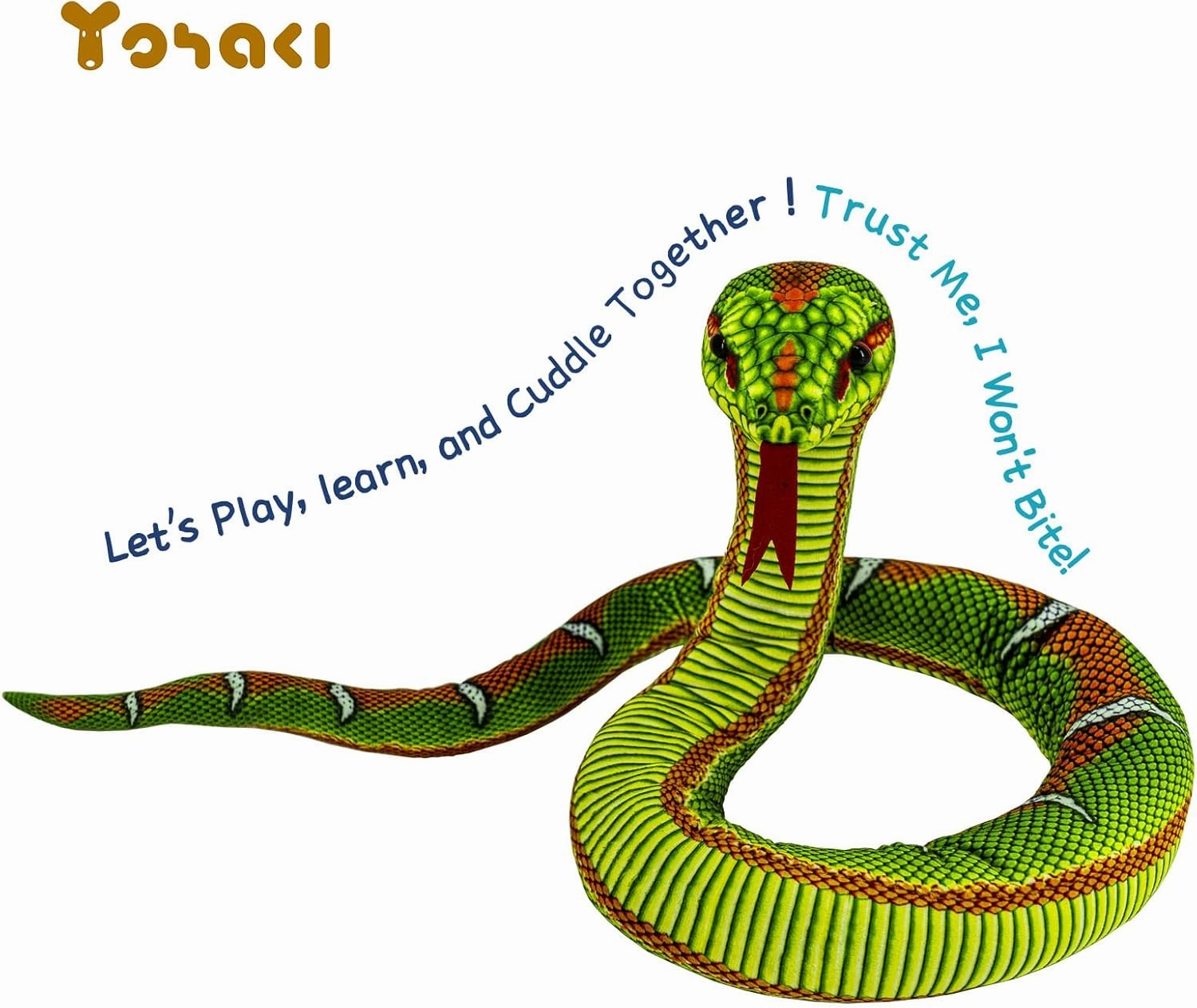 Snake Plush Toy, 59'' Large Washable, Giant Plush Cuddle Toy, Soft and Cute Kids Gift for Boys and Girls, Party Gift Prank, Python Green Flower Tree