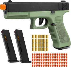 Soft Bullet Toy Gun with Shell Ejecting,Gun Fidget Toy with 100 Soft Bullets, 24 Shells and 2 Magazines,Education Toy Model,Christmas Birthday Gifts for Boys&Girls Kids Adults Age 8 (Green)