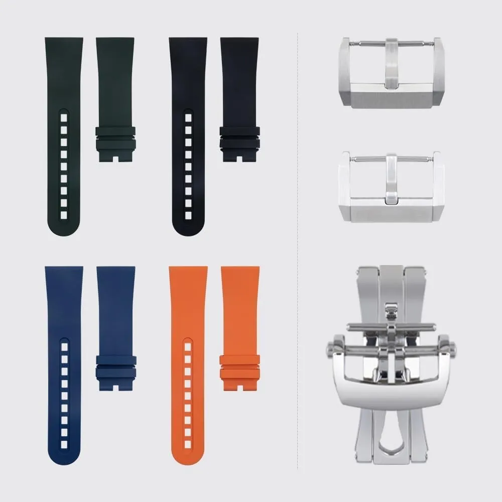 Soft Fluorous FKM Rubber WatchBand For Blancpain Strap Fifty Fathoms 5000 5015 Watch Bracelets