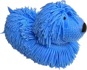 Soft Shaggy Puffer Dog Toy (1 Blue) (8" x 5") Filled with air for a Fun Squishy Stretchy Fidget Experience. Blue, Pink, White. (1 Blue)