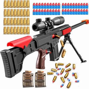 Soft Bullet Toy gun Sniper Rifle with Scope Realistic Barrel Look Real shotgun Shell ejecting Foam Blaster Gun Dart Pellet Shooting Game for Boys Teen Adult Gifts Age 8 10 12 Year Old (Black)