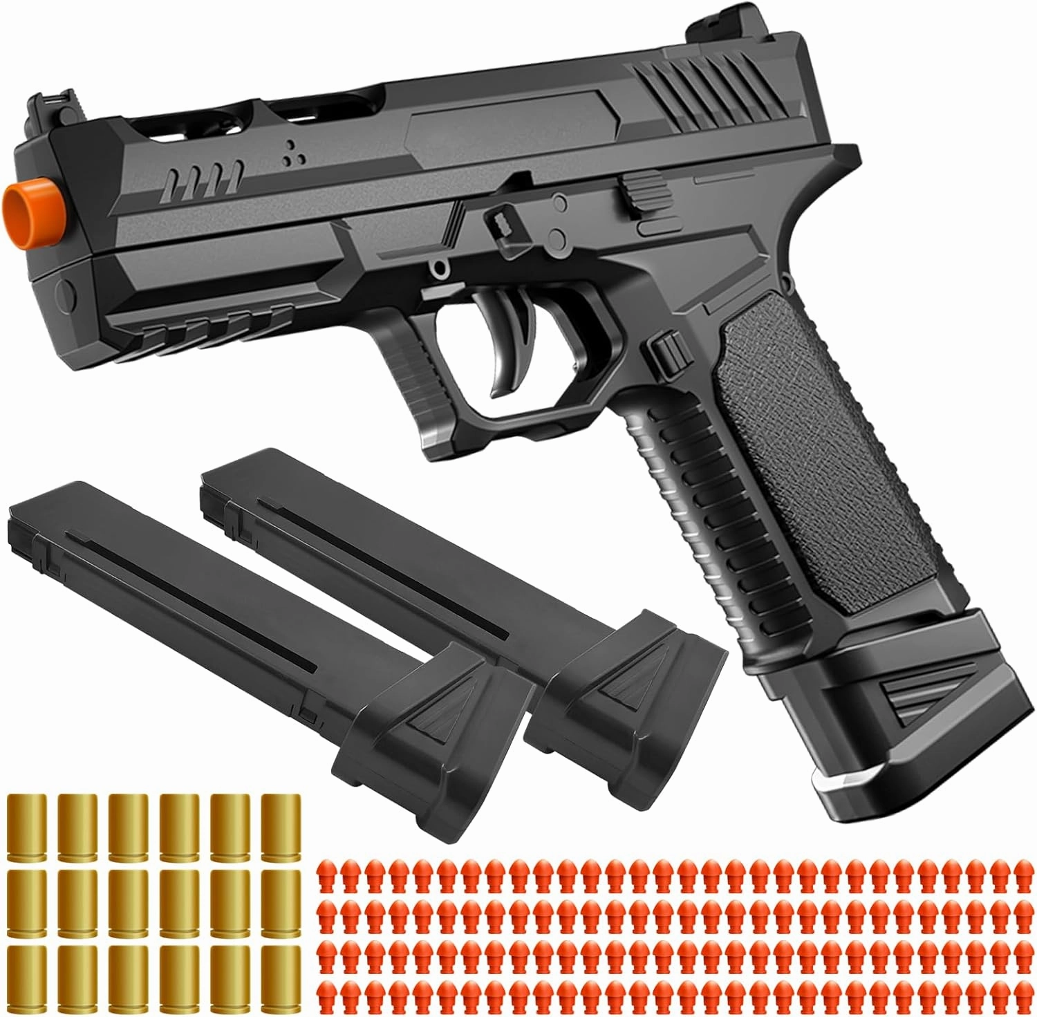 Soft Bullet Toy Gun with Shell Ejecting, Fidget Gun Toy with 120 Soft Bullets,18 Shells, and 2 Magazines, Educational Toy Model, Christmas Birthday Gifts for Boys Girls Kids & Adults Age 8 (Black)