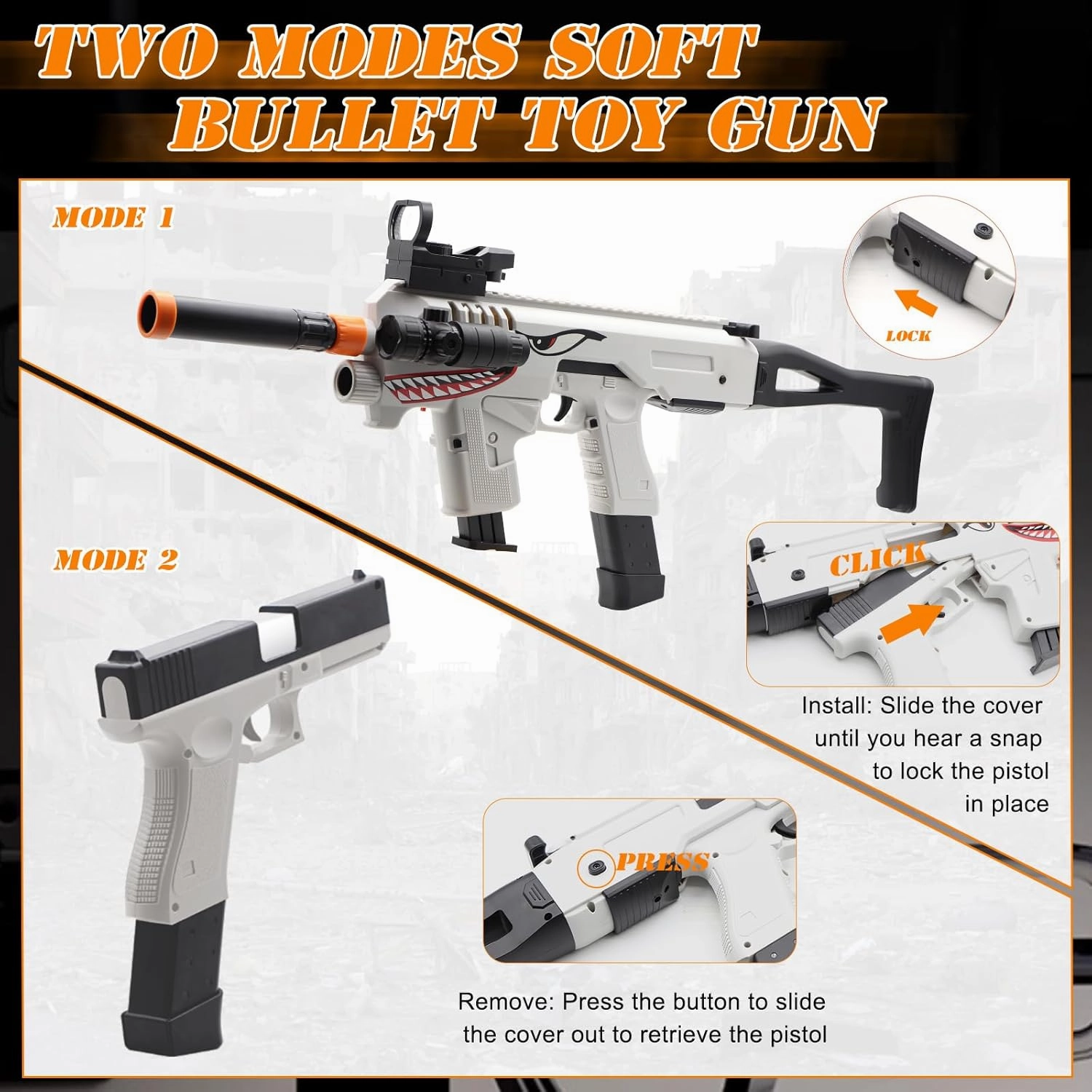 Soft Bullet Two Modes Toy with Shell Ejecting Design & Sight & Infrared Scope, Cheap with 2 Clips & 80 Foam Bullets, Gifts for Boys Girls Adults Age 8 
