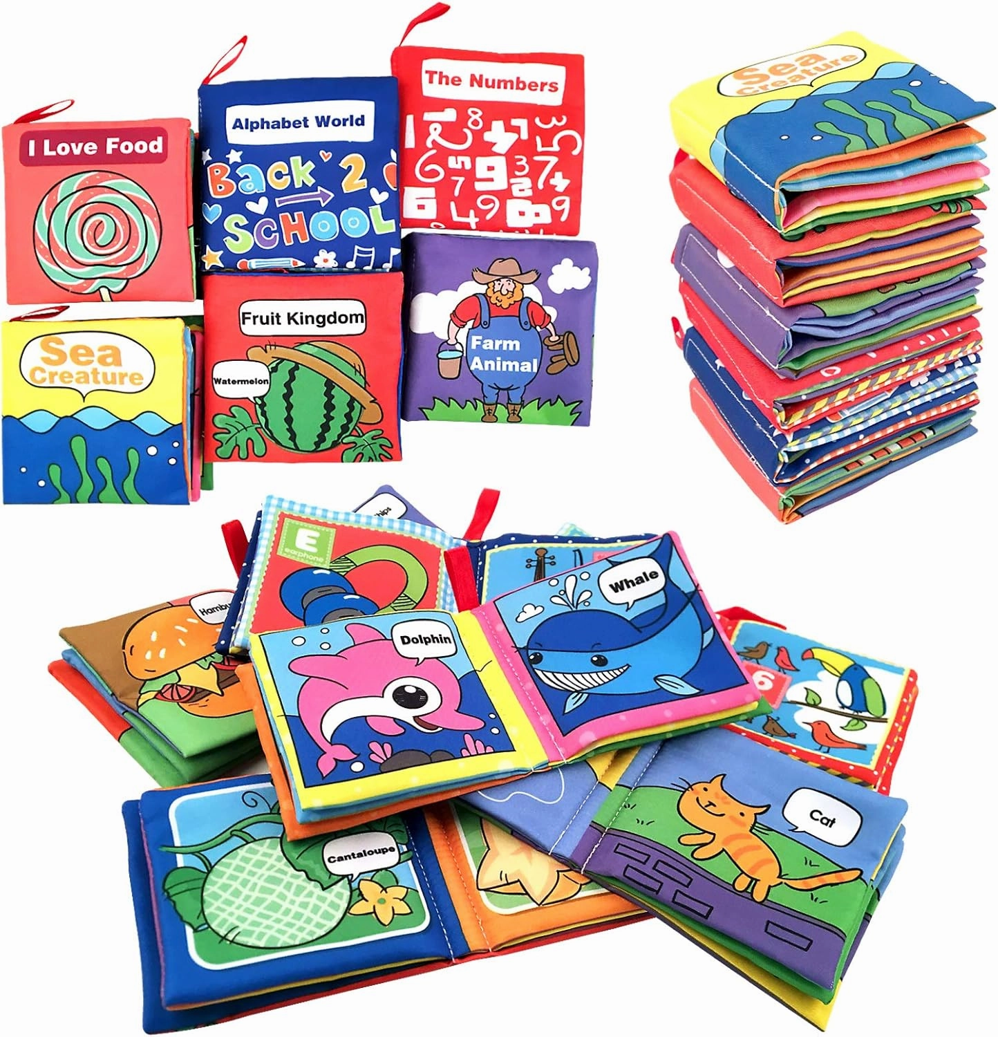Soft Cloth Books for Baby, Toddler and Infant - Let's Learn Together, Educational Toy for Boy & Girl, Shower Gift for Baby, Pack of 6