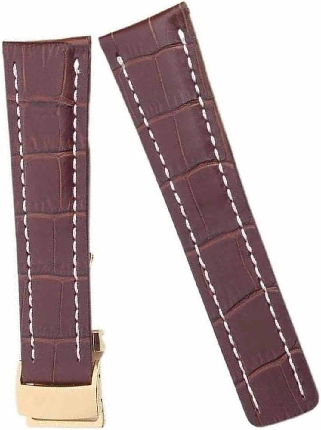 Soft Genuine Leather Bamboo Texture Watchband For Breitling Black Blue Watch Strap With Deployment Clasp Buckle