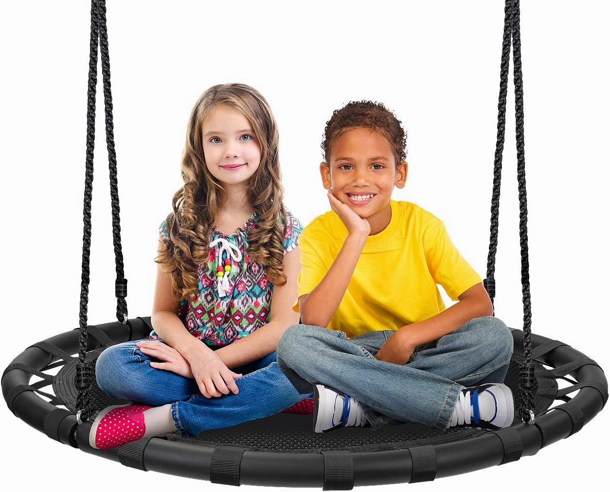 Sorbus Saucer Tree Swing -Kids Outdoor Disc Round Swing - 40" Heavy Duty 220lbs Seat- Easy Install Flying Saucer Web CircleSwing- Perfect for Gift,Playground, Birthday, Xmas, Indoor Outdoor TireSwing