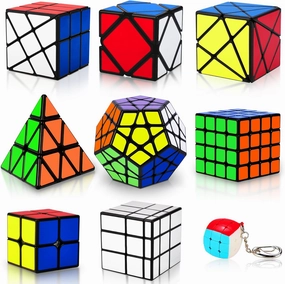 Speed Cube Set, Puzzle Cube,9 Pack Magic Cubes Pyraminx Pyramid   2x2   3x3   4x4   Megaminx   Mirror   Mini 3x3   Skewb   Fenghuolun Puzzle Cube Toy for Kids & Adults
