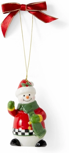Spode Christmas Tree Ornament, Hanging Xmas Bauble, Black & White Snowwoman, Holiday Festive Collectible Gift