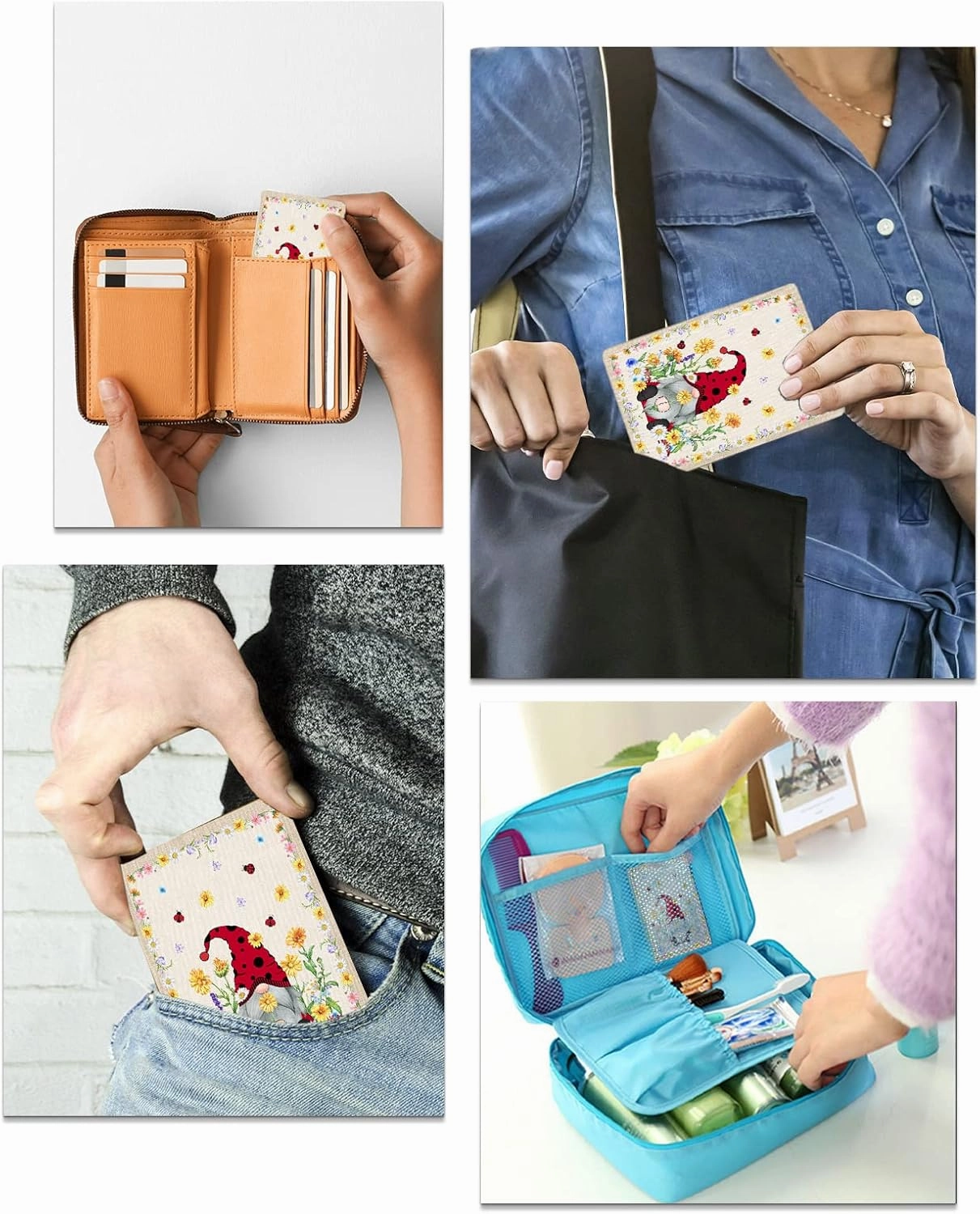 Spring Florals Rustic Daisy Small Compact Mirror for Purse, Spring Florals Rustic Daisy Travel Makeup Mirror for Women Men, Rectangular Handheld Compact Pocket Mirror 2 PCS