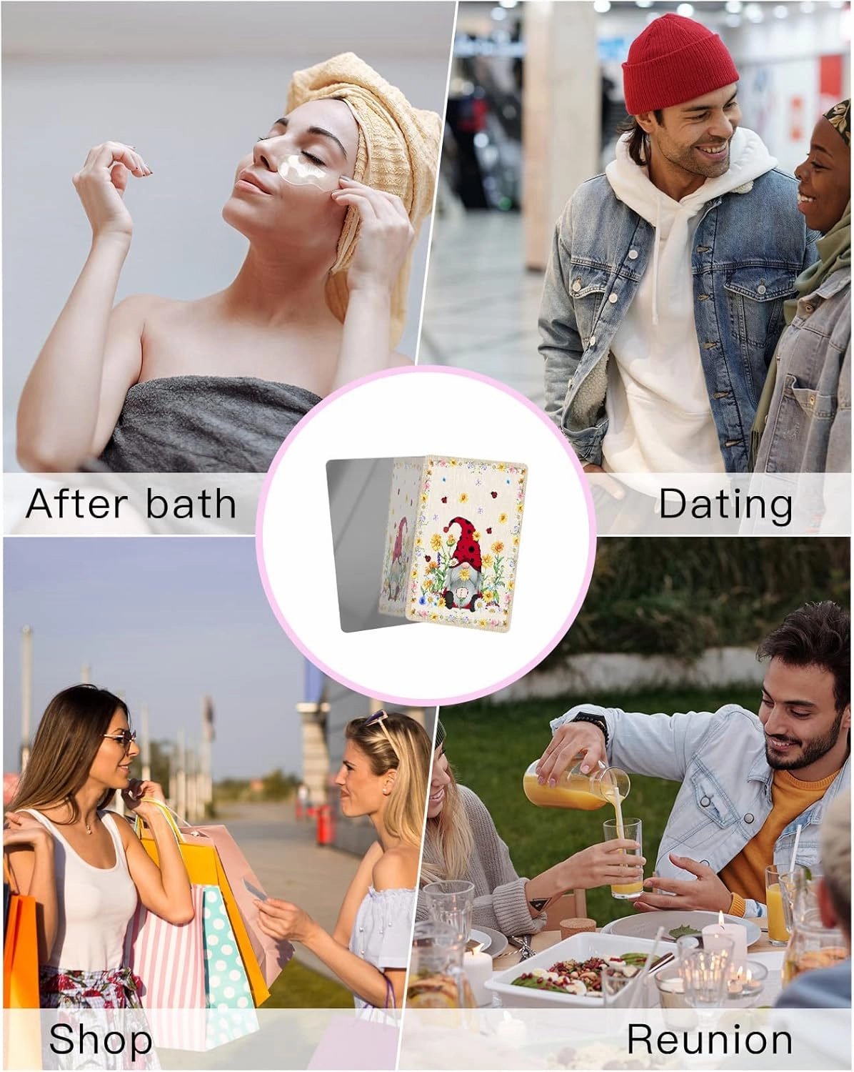 Spring Florals Rustic Daisy Small Compact Mirror for Purse, Spring Florals Rustic Daisy Travel Makeup Mirror for Women Men, Rectangular Handheld Compact Pocket Mirror 2 PCS
