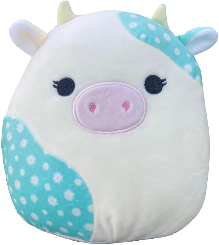 Squishmallow Official Kellytoy Collectible Plush Farm Squad Squishy Soft Animals Cows Pigs Chickens (Blue/White/Yellow, Belana Daisy Cow, 8 Inch)