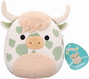 Squishmallows Celestino The Highland Cow with Stains, Sage Green, 19 cm