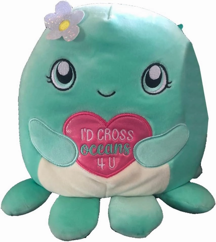 Squishmallows Official Kellytoy Valentines Squad Squishy Soft Plush Toy Animal (8 Inch, Olina Octopus)