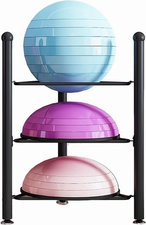 Stability Ball Holder Storage Rack, Black Exercise Yoga Balls Holder Organizer for Bosu Slam Bowling Medicine Balls, 0.7m 1.3m 1.6m 1.9m Tall Half Balance Ball Floor Stand Gym Equipment ( Color : Blac