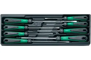 Stahlwille 96489210 3K DRALL® Set of Screwdrivers, 8 Piece Set, Includes 5 Screwdrivers for slotted screws and 3 Cross Head screwdrivers, in TCS Inlay, Industrial-Grade, Made in Germany