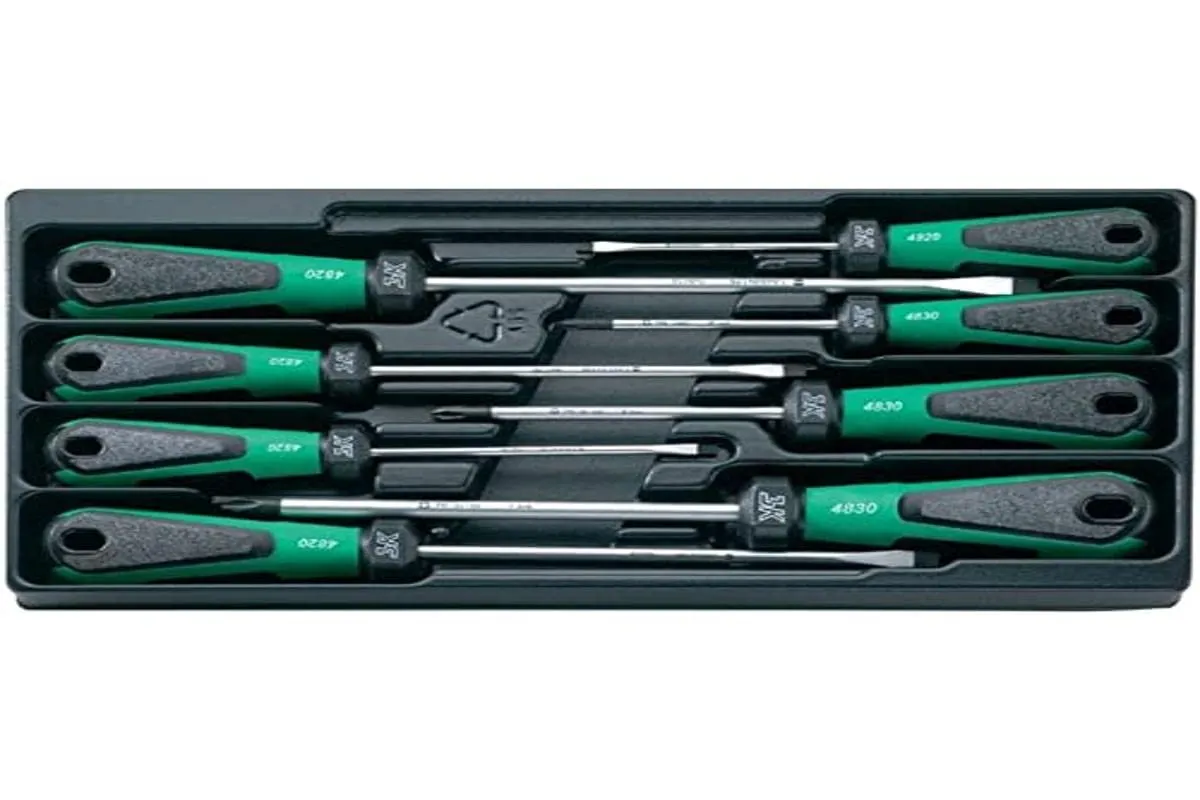 Stahlwille 96489210 3K DRALL® Set of Screwdrivers, 8 Piece Set, Includes 5 Screwdrivers for slotted screws and 3 Cross Head screwdrivers, in TCS Inlay, Industrial-Grade, Made in Germany