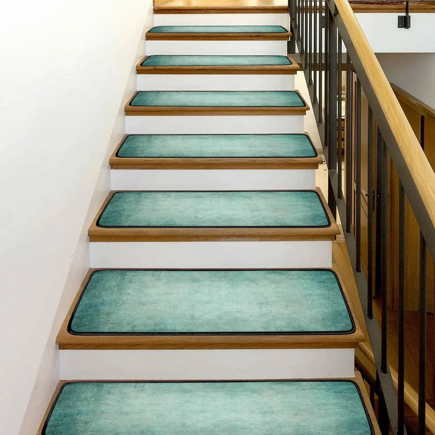 Stair Treads Carpet Set of 13 Antique Vintage Grunge Canvas Texture Non-Slip Self-Adhesive Safety Rug Stair Mats Step Runner Indoor Wooden Steps for Kids Dogs 30"x8"
