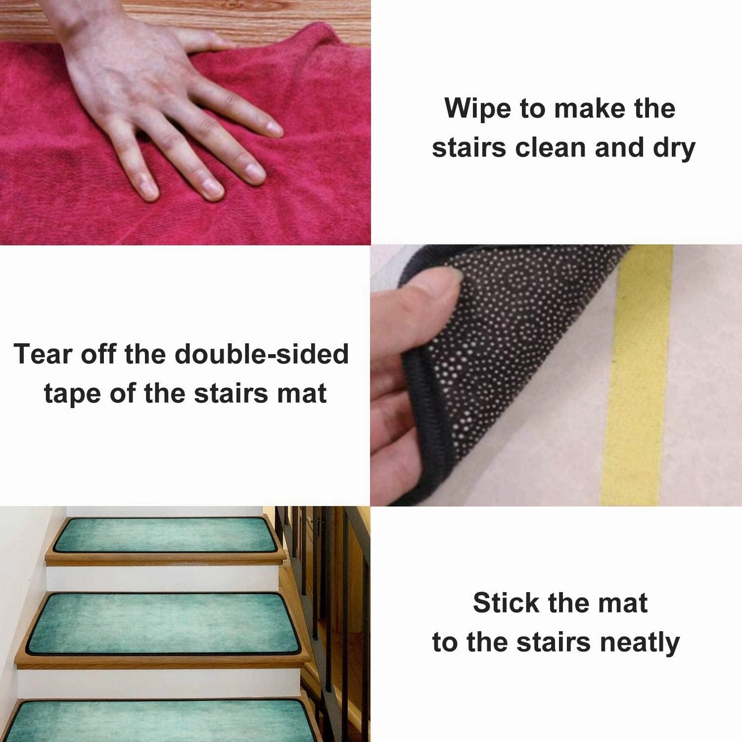 Stair Treads Carpet Set of 13 Antique Vintage Grunge Canvas Texture Non-Slip Self-Adhesive Safety Rug Stair Mats Step Runner Indoor Wooden Steps for Kids Dogs 30"x8"
