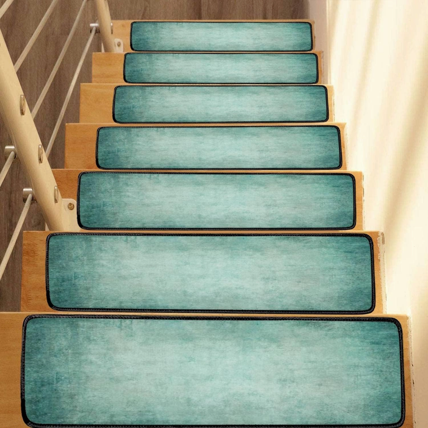 Stair Treads Carpet Set of 13 Antique Vintage Grunge Canvas Texture Non-Slip Self-Adhesive Safety Rug Stair Mats Step Runner Indoor Wooden Steps for Kids Dogs 30"x8"