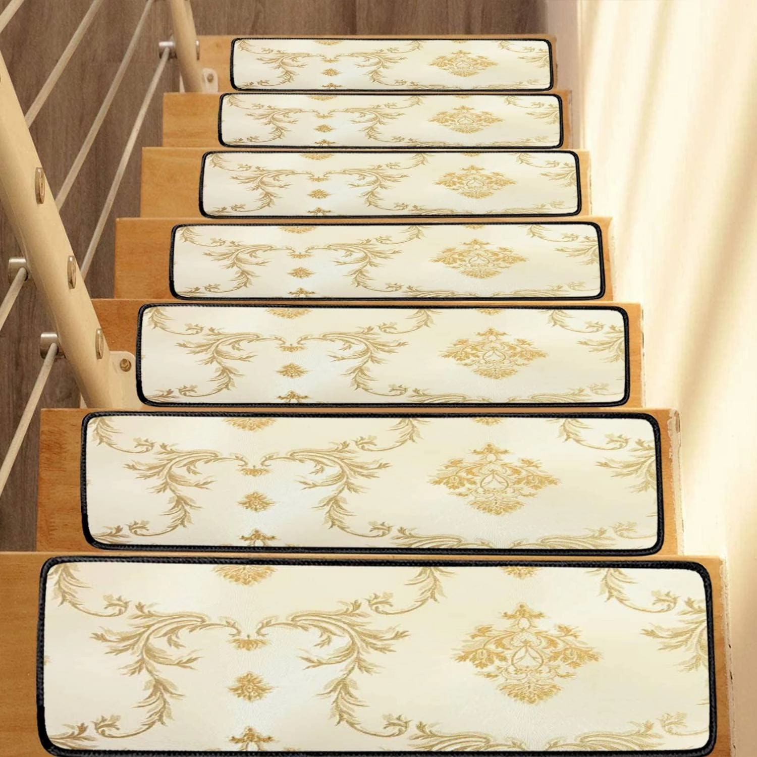 Stair Treads Carpet Set of 13 XXL Non-Slip Self-Adhesive Safety Rug Stair Mats Step Runner Indoor Wooden Steps for Kids Dogs 30"x8"