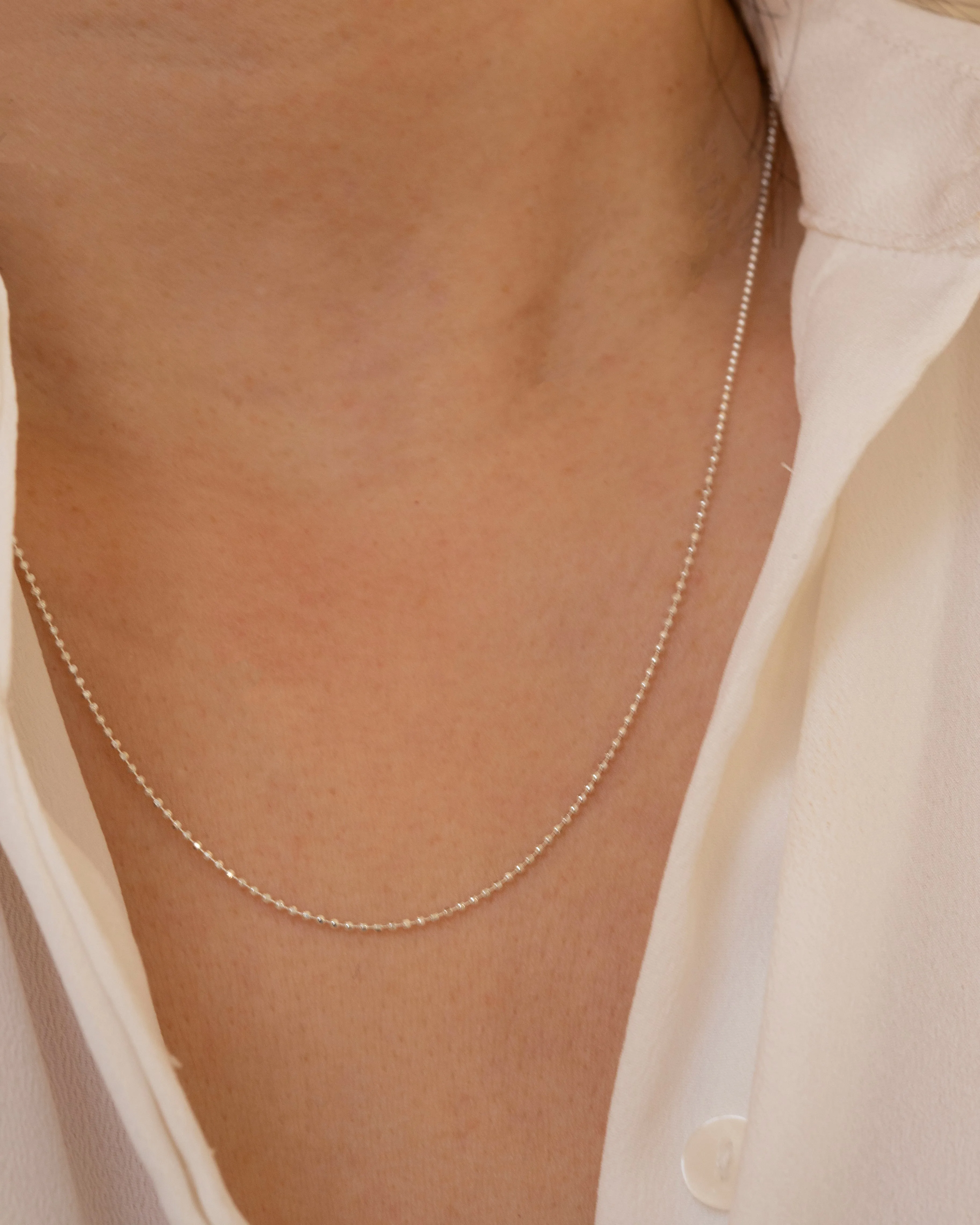 Sterling silver Sparkle Ball Chain Necklace