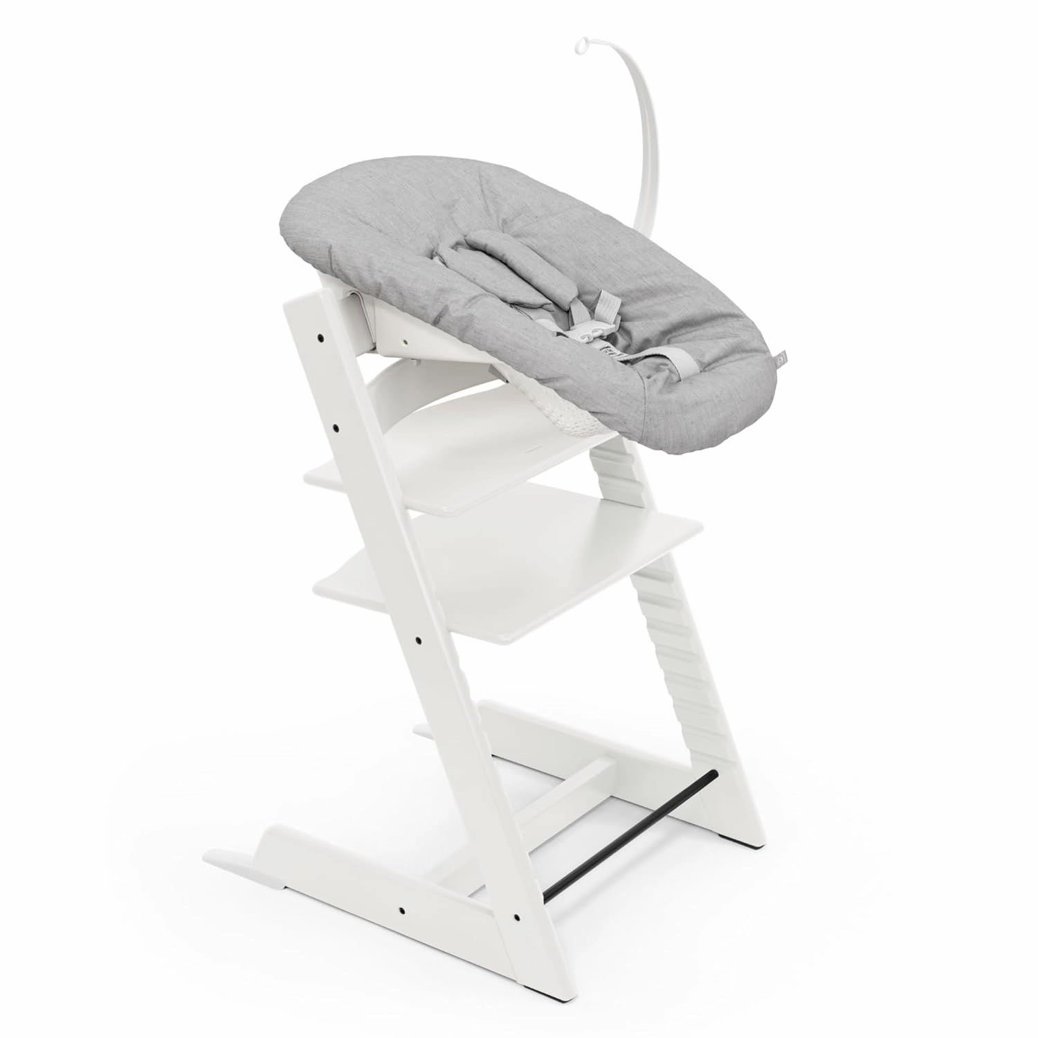 Stokke Tripp Trapp Chair (White)   Tripp Trapp Newborn Set (Grey) - Cozy, Safe & Simple to Use - for Newborns Up to 20 lbs