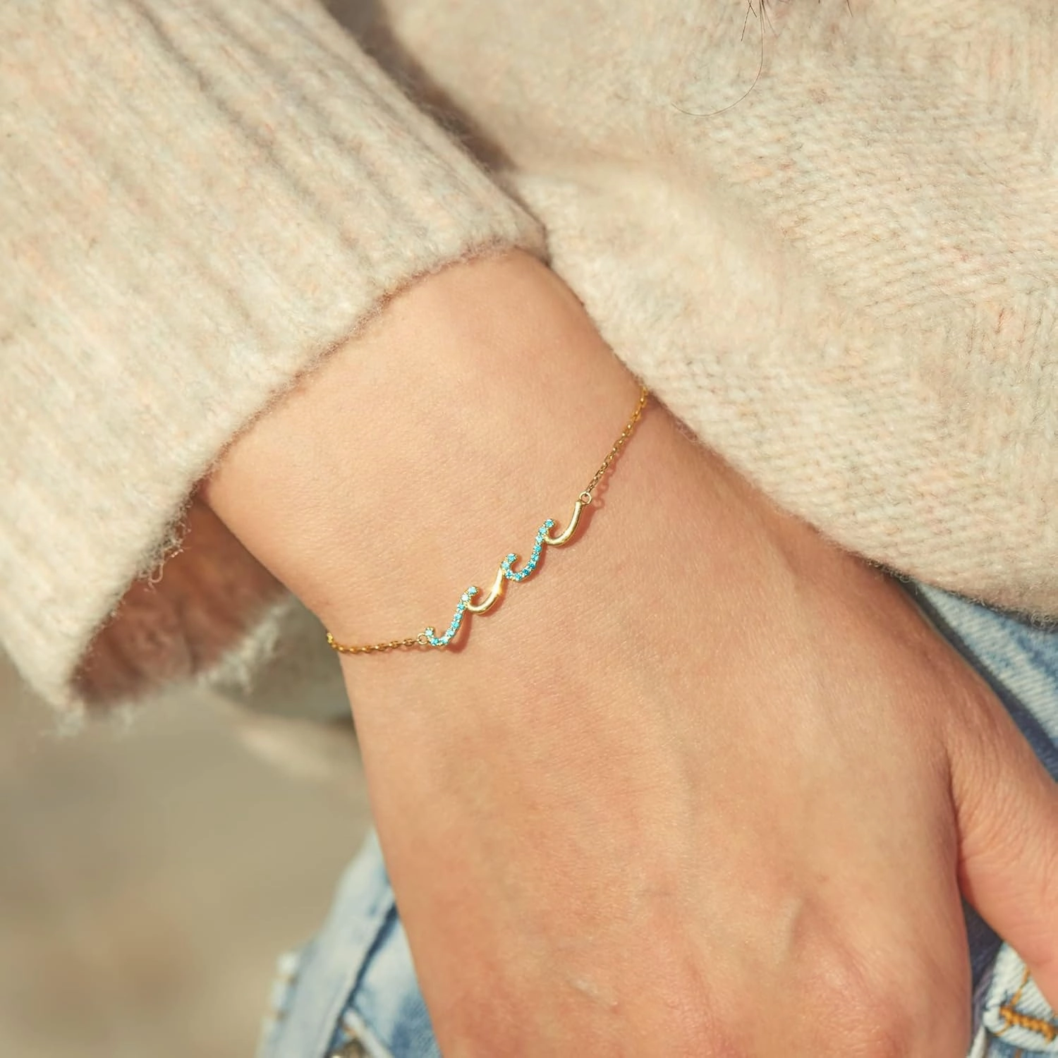 STORYJEWELLERY Wave Bracelet, Birthday Gifts for Women, 30th 40th 50th 60th 70th Birthday Gifts For Women, Jewelry Present for Mom Daughter Sister and Female Friend