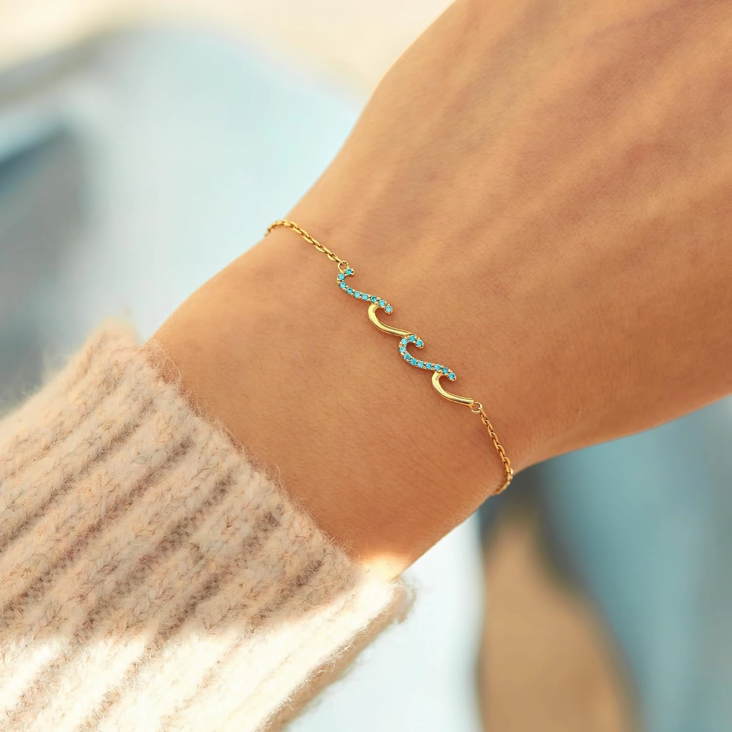 STORYJEWELLERY Wave Bracelet, Birthday Gifts for Women, 30th 40th 50th 60th 70th Birthday Gifts For Women, Jewelry Present for Mom Daughter Sister and Female Friend