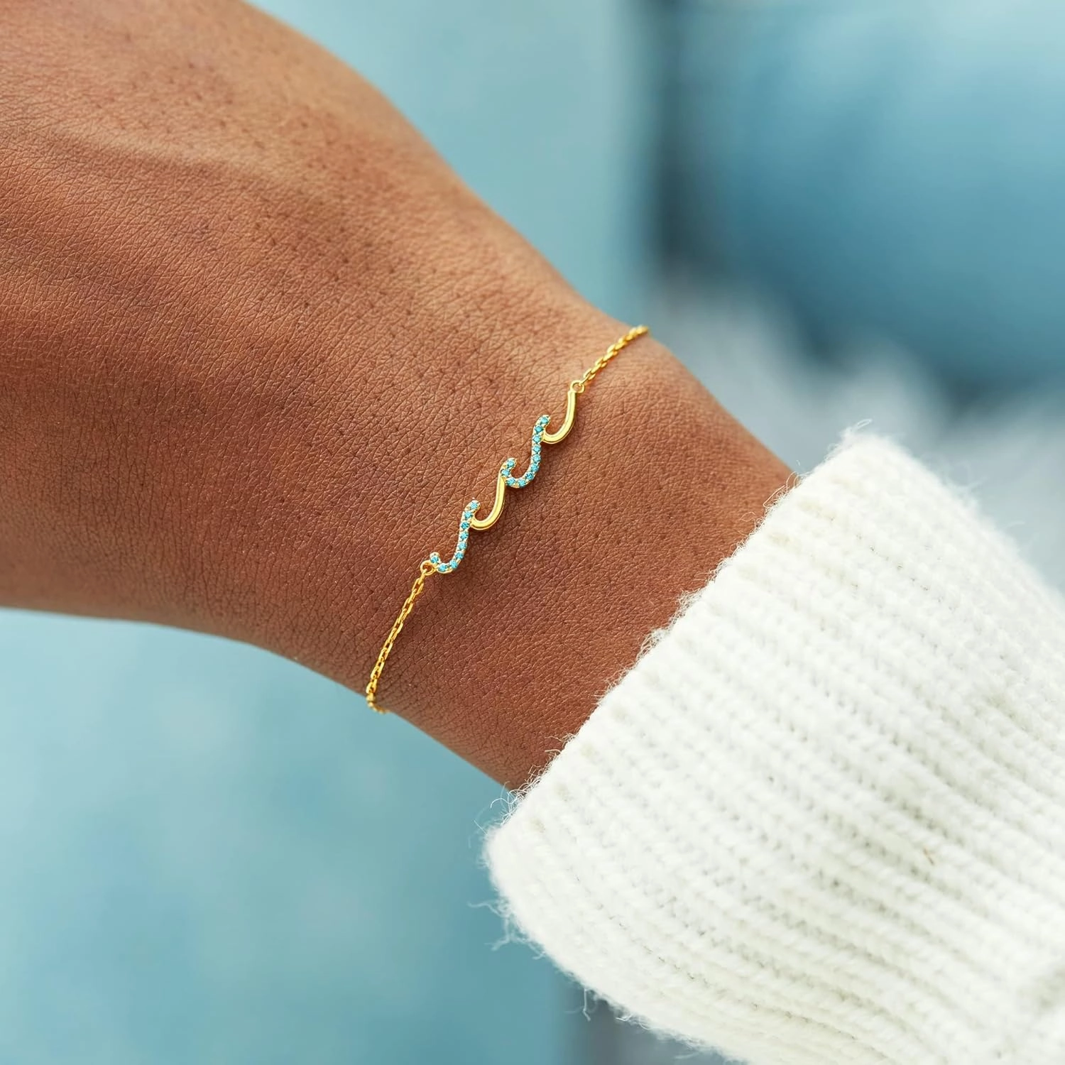 STORYJEWELLERY Wave Bracelet, Birthday Gifts for Women, 30th 40th 50th 60th 70th Birthday Gifts For Women, Jewelry Present for Mom Daughter Sister and Female Friend