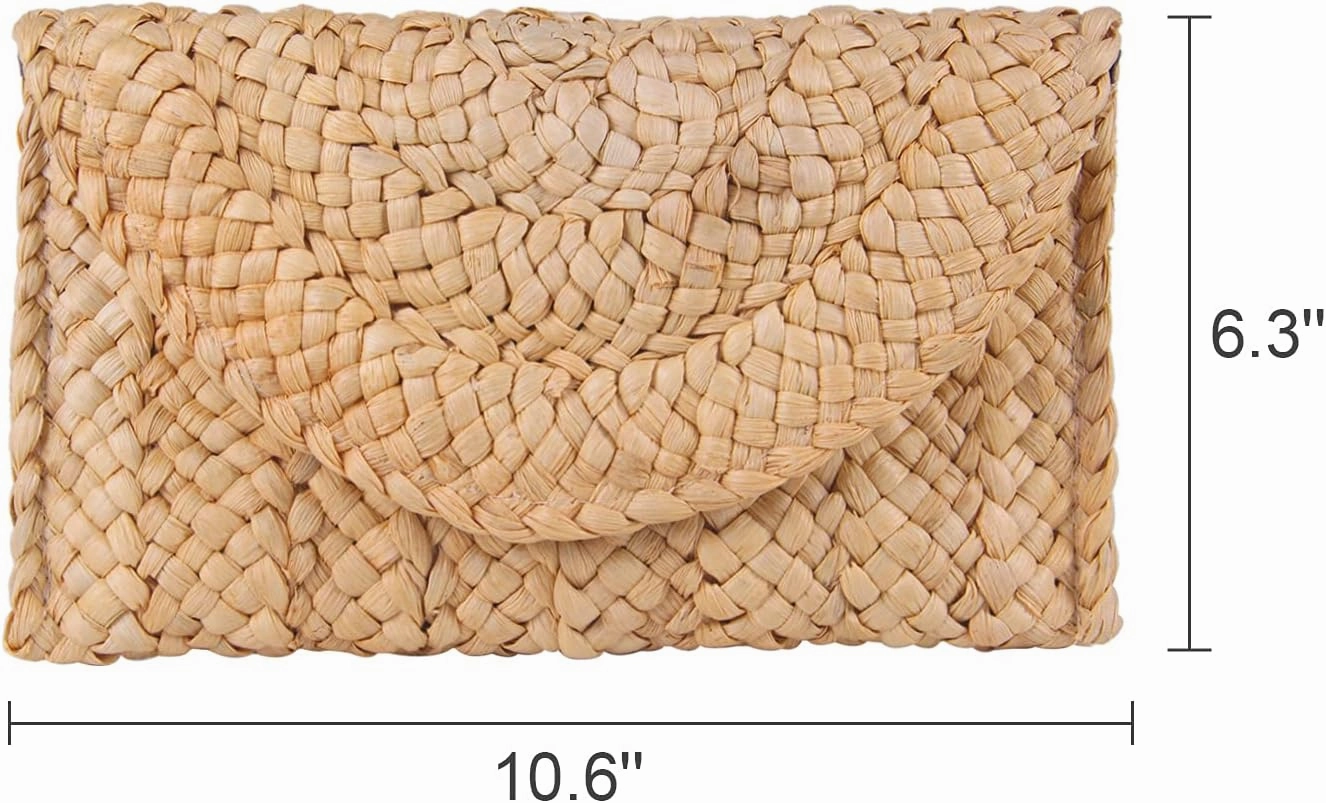 Straw Clutch Purses for Women Summer Beach Bags Envelope Woven Clutch Handbags