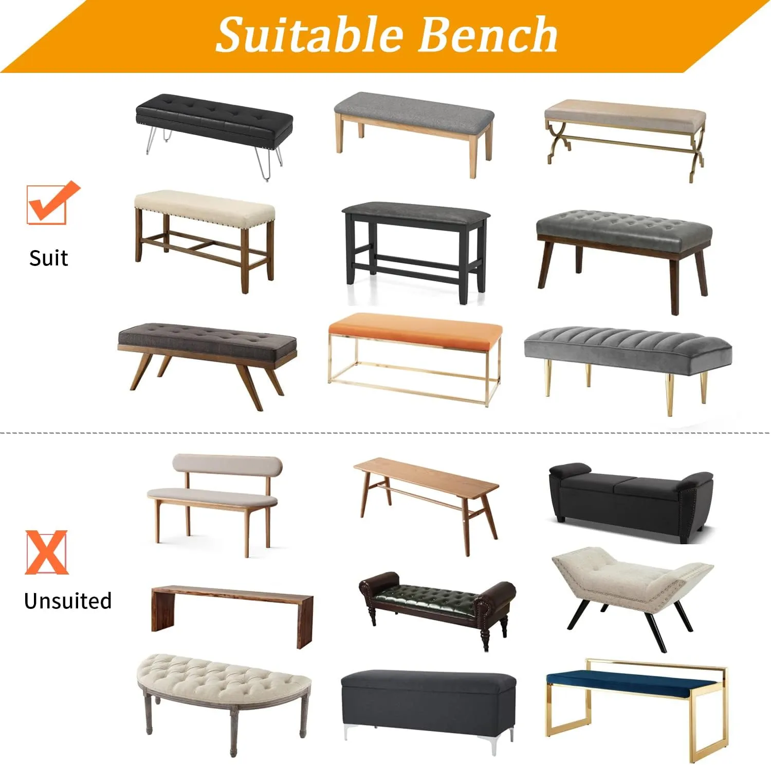 Stretch Jacquard Dining Bench Cover - Anti-Dust Removable Bench Slipcover Washable Seat Cushion Protector for Bedroom, Kitchen, Hotel, Banquet (Black)