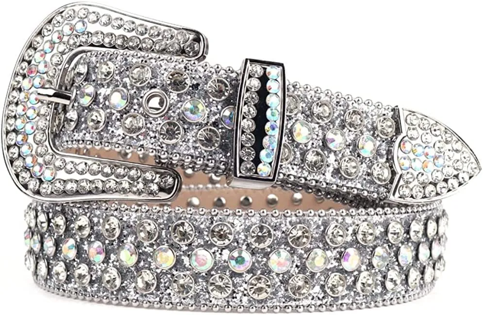 Studded Rhinestone Belts Men Women Fashionable Sparkly Diamond Belt Shiny Crystals Inlaid Design Leather Belt Christmas Gift