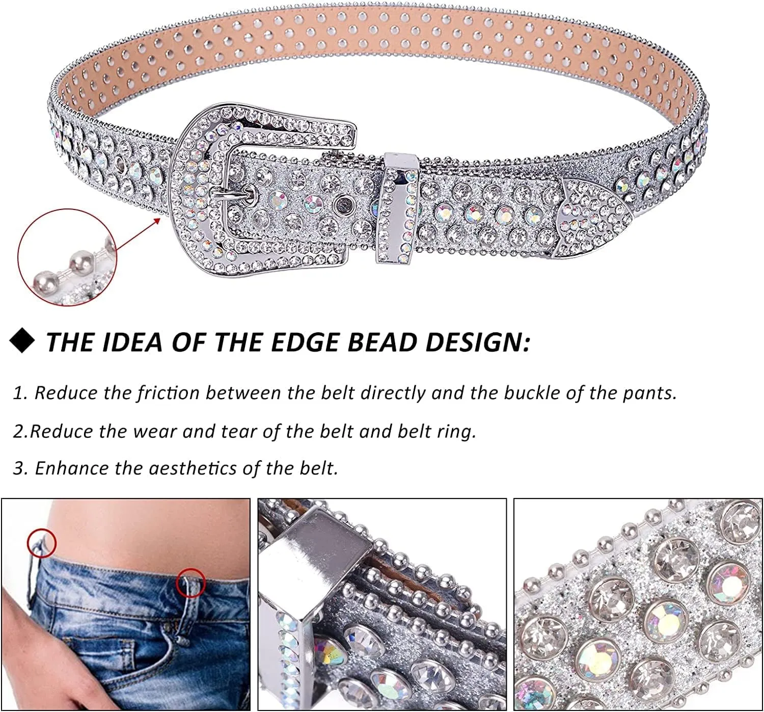 Studded Rhinestone Belts Men Women Fashionable Sparkly Diamond Belt Shiny Crystals Inlaid Design Leather Belt Christmas Gift