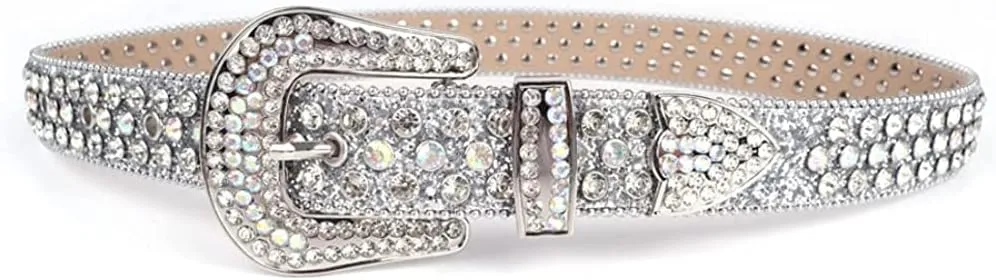 Studded Rhinestone Belts Men Women Fashionable Sparkly Diamond Belt Shiny Crystals Inlaid Design Leather Belt Christmas Gift