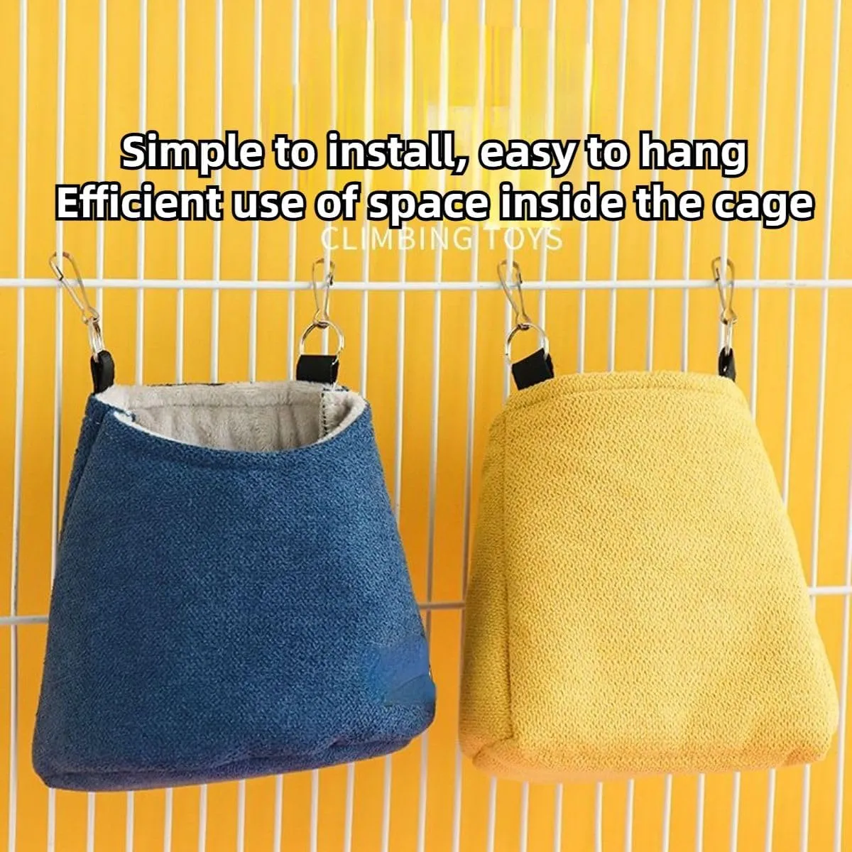 Sugar Glider Pouch for Cage, Sleeping Pouch Bag Warm Nest Bed for Sugar Glider Cage Accessories and Toys, Small Animals Cage Sleep Bag, Sack Swing Hanging Bed (Blue)
