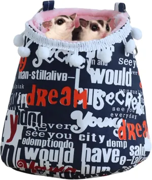 Sugar Glider Pouch for Cage, Sleeping Pouch Bag Warm Nest Bed for Sugar Glider Cage Accessories and Toys, Small Animals Cage Sleep Bag, Sack Swing Hanging Bed (Blue)