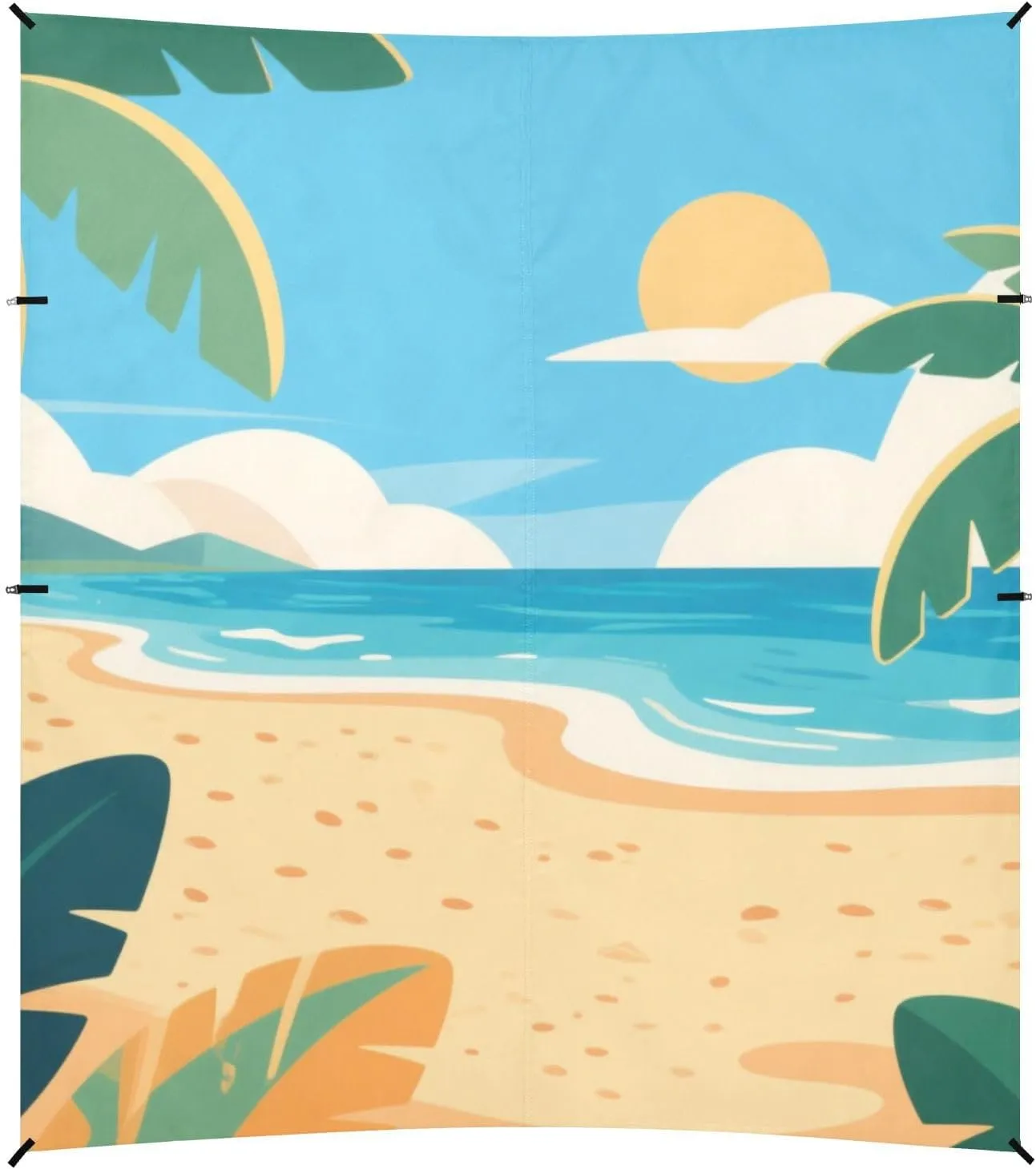 Summer Beach Beach Canopy UPF50  Waterproof Portable Sunshade with Sandbags, Sand Shovel, Poles for Camping, Picnics, Backyard & Fishing