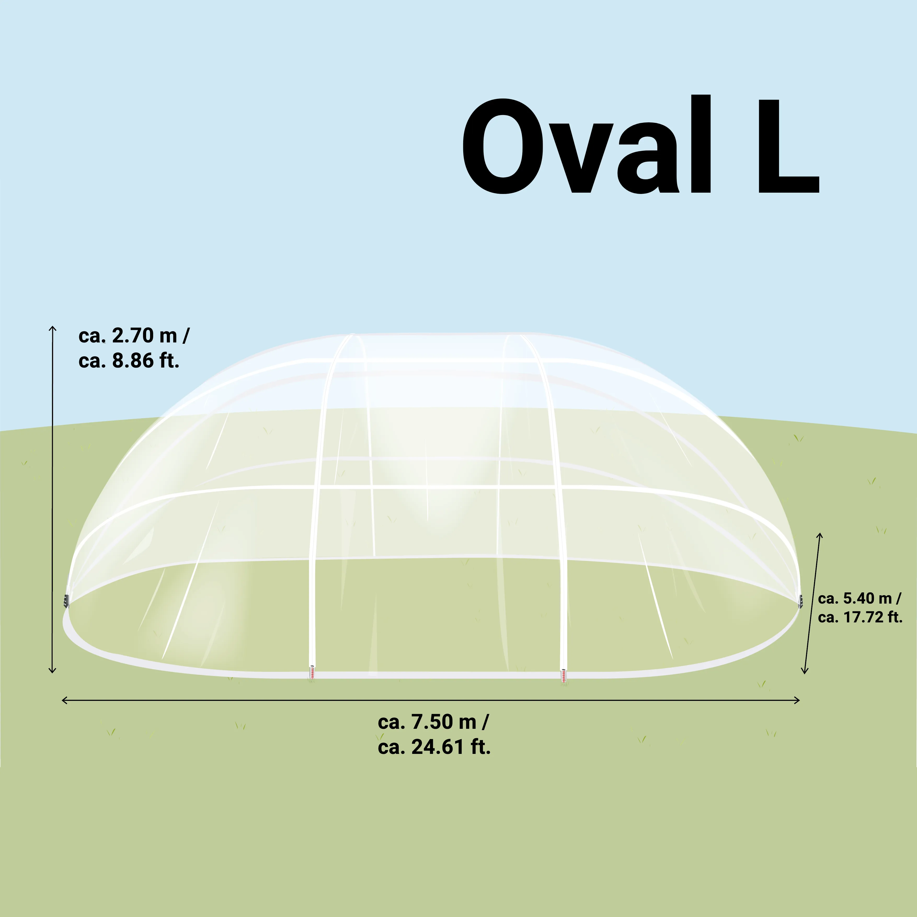 SunnyTent Pool Dome Oval size L 24.6×17.7 ft.