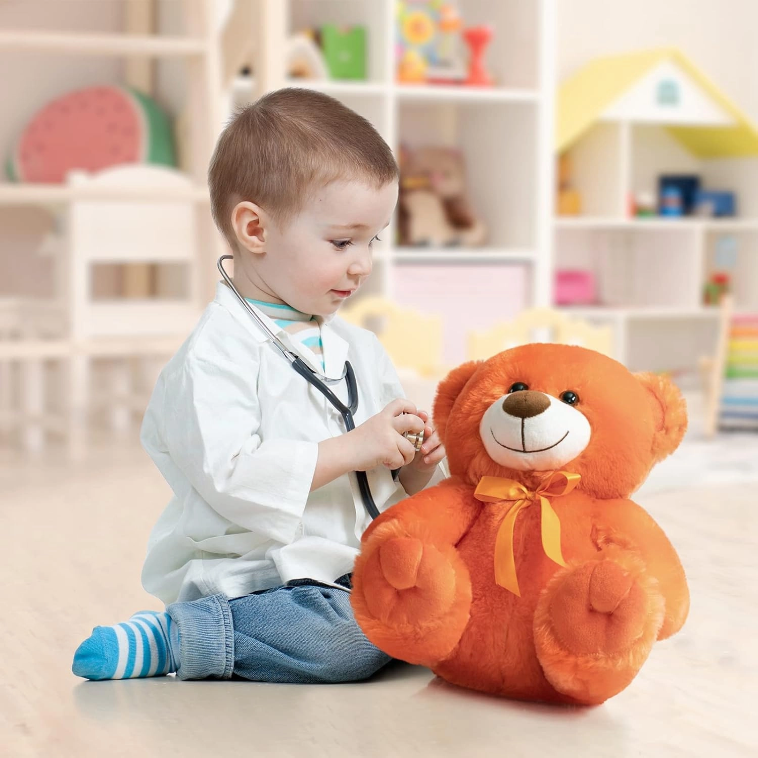 Super Color Teddy Bear Stuffed Animals Plush Toy for Children Girlfriend Family Congratulations Baby Shower Birthday Orange 14 inch