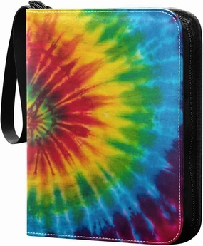 susiyo Card Binder Fashionable Colorful Psychedelic Tie Dye Rainbow Swirl Print Trading Football Collectible Card Albums 400 Pockets