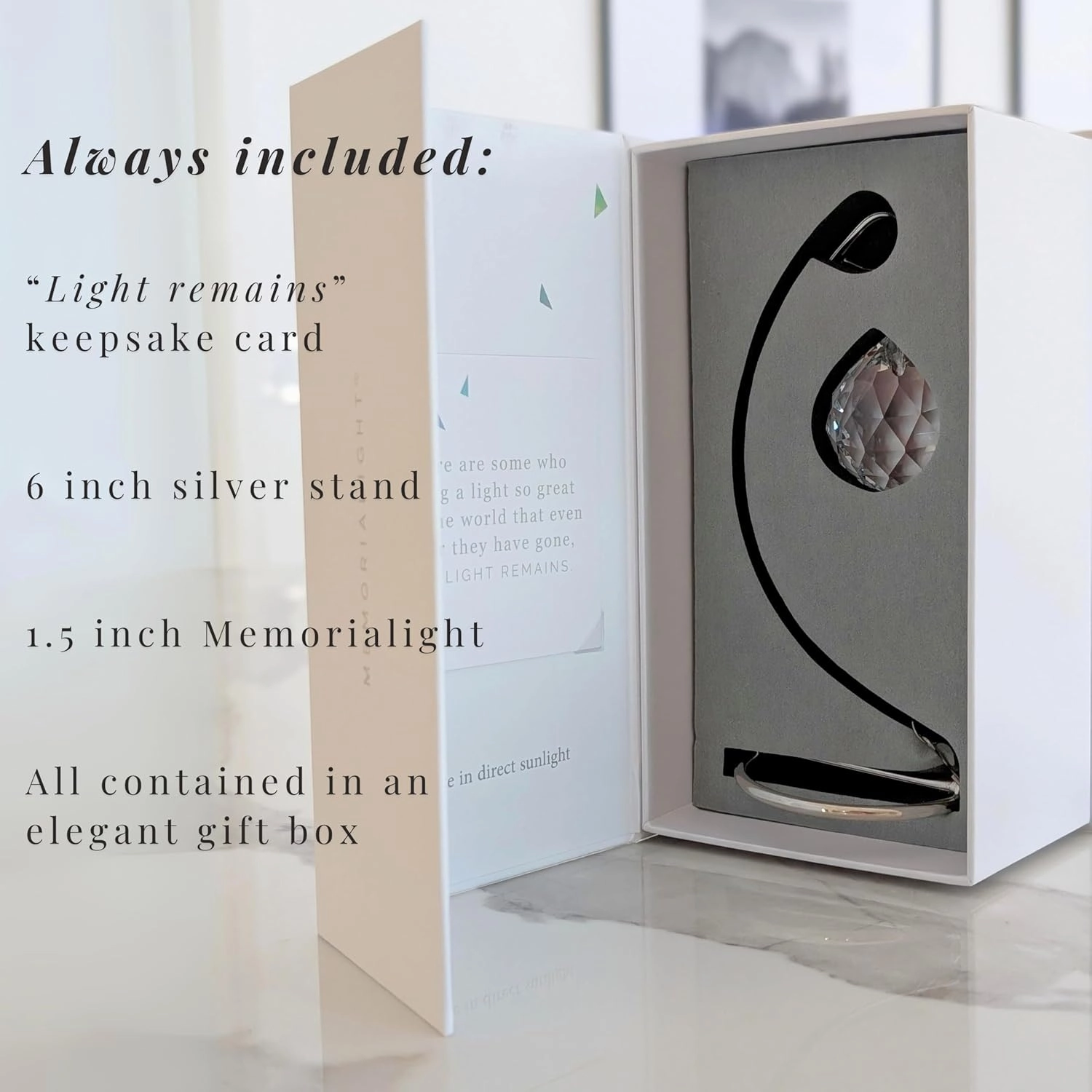 Tabletop Sympathy Gift with Stand, Crystal Ornament Rainbow Maker, Unique Memorial Gift, Loss of Family & Loved Ones, Miscarriage or Grief Gift, Best for Bereavement & Daily Remembrance