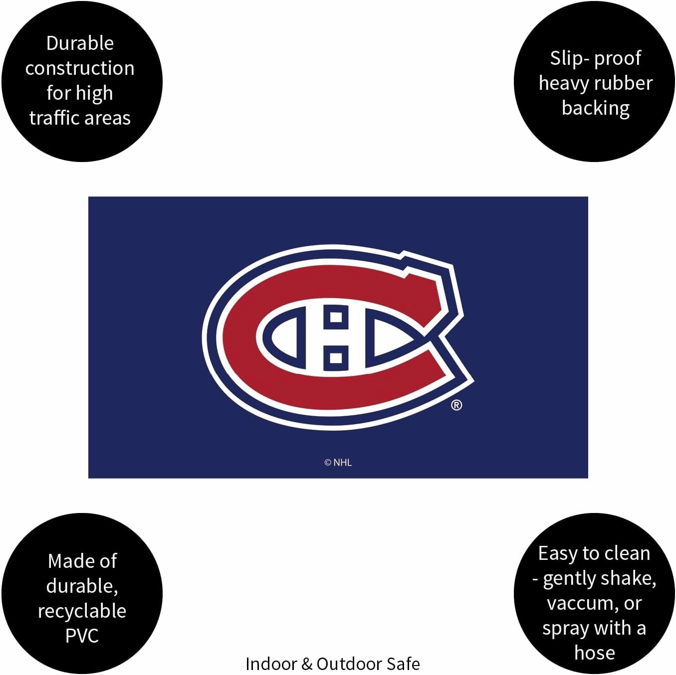 Team Sports America NHL Montreal Canadiens Sports Doormat | Indoor Outdoor Entrance | 28 x 16 Inches | Non-Slip Front Door Mats | Official Licensed | Sports Fans Entryway Welcome Rug