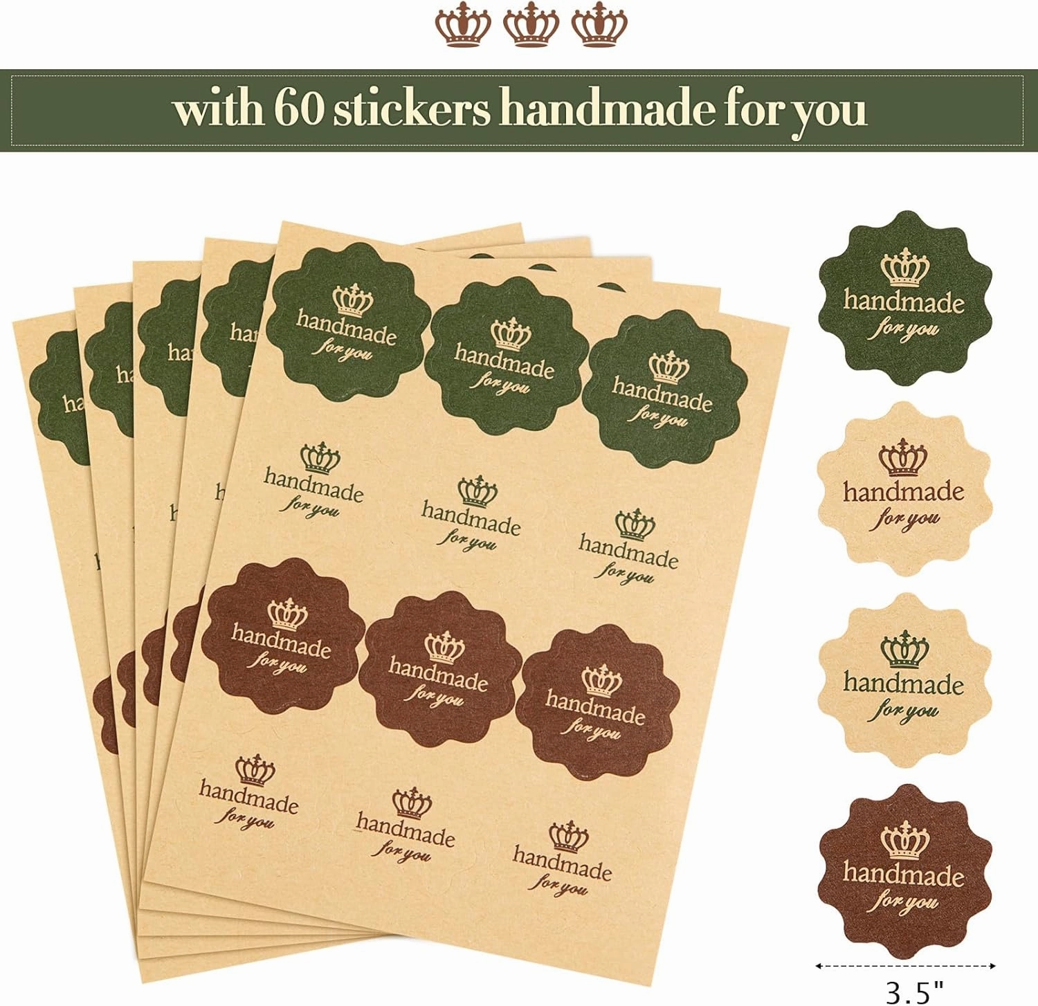 Tenare 50 Pieces Bakery Bags with Window 6.1 x 2.76 x 9.5 Inch Kraft Paper Bags Tin Tie Tab Lock and 60 Pieces Lovely Handmade Label Seal Stickers Window for Coffee Cookie Treat(Brown)