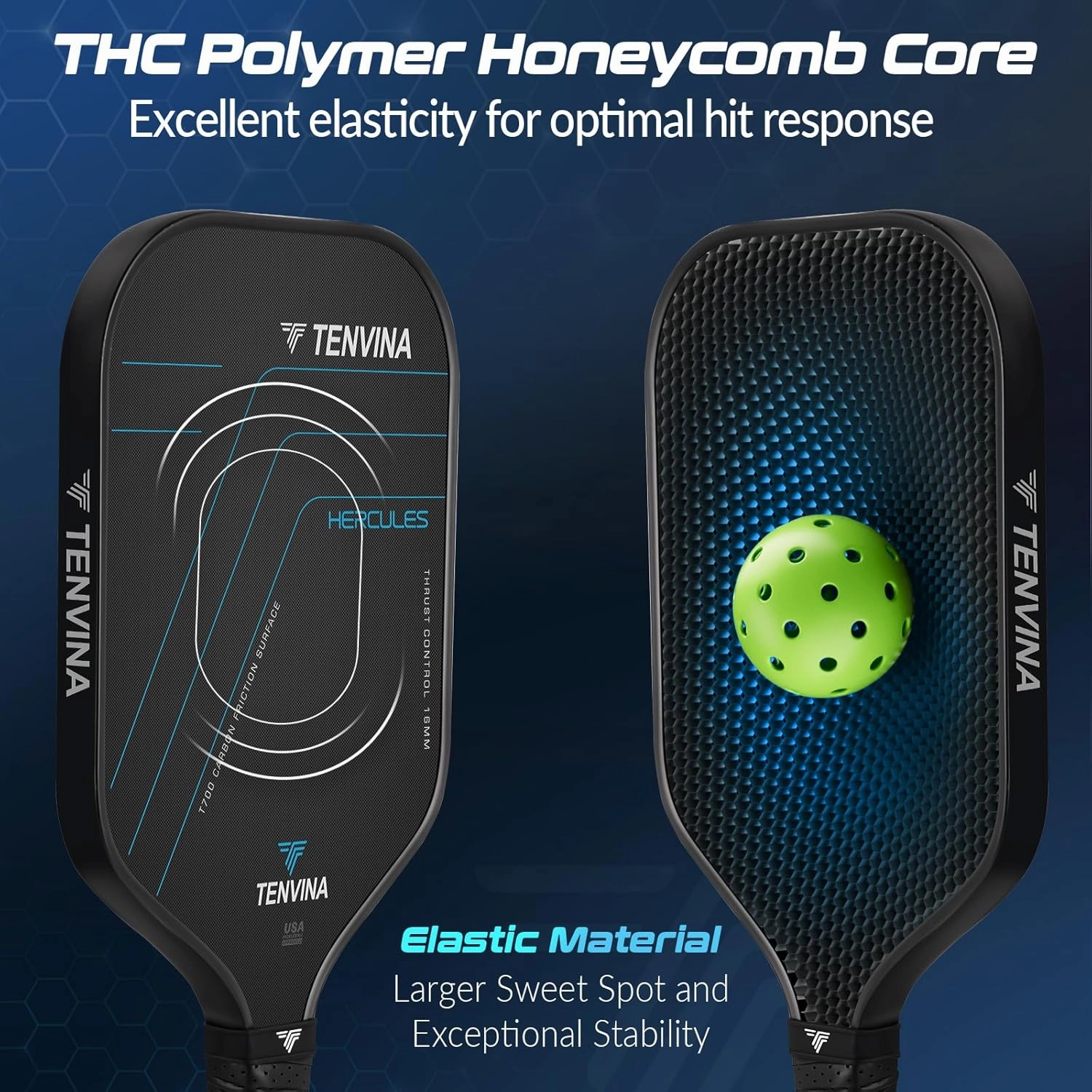 TENVINA Pickleball Paddles, Multi-Layer T700SC Textured Carbon Fiber Pickleball Paddle, 4-Types of Shapes and Thicknesses, USAPA Approved Pickle Ball Paddle, Strong Spin and Power Surface
