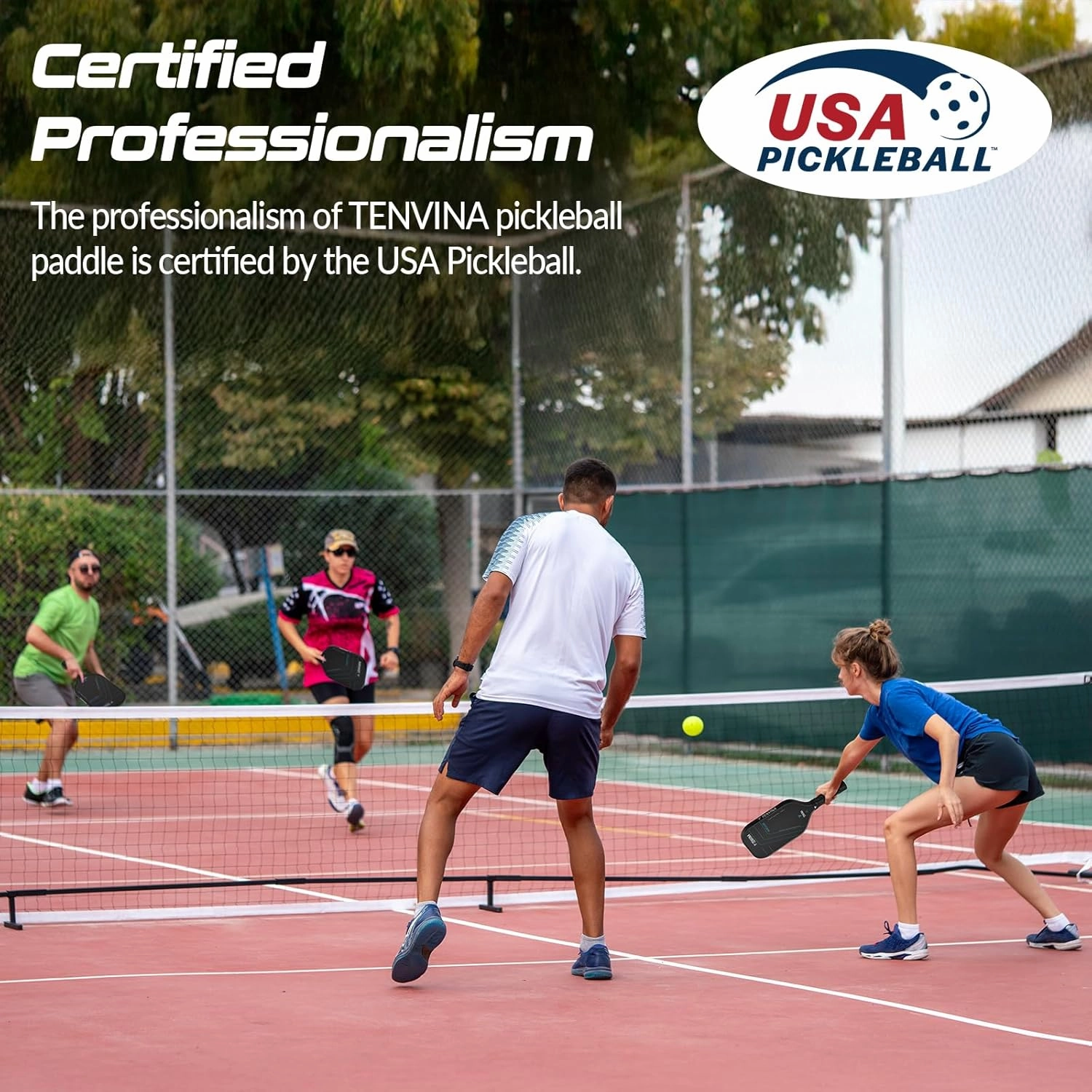 TENVINA Pickleball Paddles, Multi-Layer T700SC Textured Carbon Fiber Pickleball Paddle, 4-Types of Shapes and Thicknesses, USAPA Approved Pickle Ball Paddle, Strong Spin and Power Surface